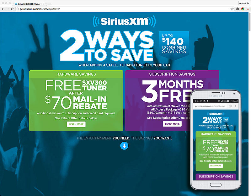 SiriusXM “2 Ways to Save” Promo